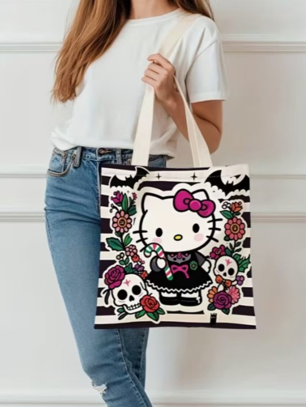 HELLO KITTY βDia de los Muertos Day of the Deadβ Shopping Tote Bag (NEW & CUTE!) - Picture 2 of 5